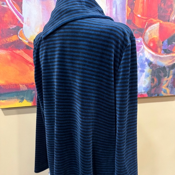 LOOK! Price Drop! T by Talbots NWT blue/bl striped velour top-cowl neck size X - Picture 4 of 15